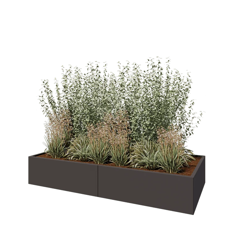 Stalen plantenbak XXL - Rechthoek - 240 x 100 x 40 cm - RAL7016 mat (antraciet grijs) - Met bodemplaat