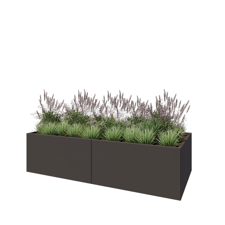 Stalen plantenbak XXL - Rechthoek - 240 x 100 x 60 cm - RAL7016 mat (antraciet grijs) - Met bodemplaat