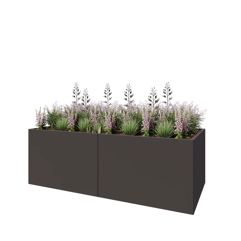 Stalen plantenbak XXL - Rechthoek - 240 x 100 x 80 cm - RAL7016 mat (antraciet grijs) - Met bodemplaat