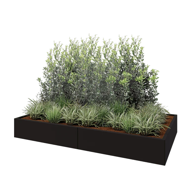 Stalen plantenbak XXL - Rechthoek - 240 x 120 x 30 cm - RAL9005 mat (zwart) - Zonder bodemplaat