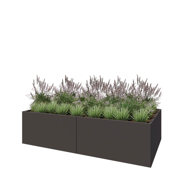 Stalen plantenbak XXL - Rechthoek - 240 x 120 x 60 cm - RAL7016 mat (antraciet grijs) - Met bodemplaat
