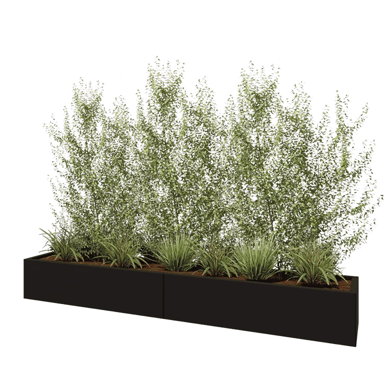 Stalen plantenbak XXL - Rechthoek - 240 x 40 x 30 cm - RAL9005 mat (zwart) - Zonder bodemplaat
