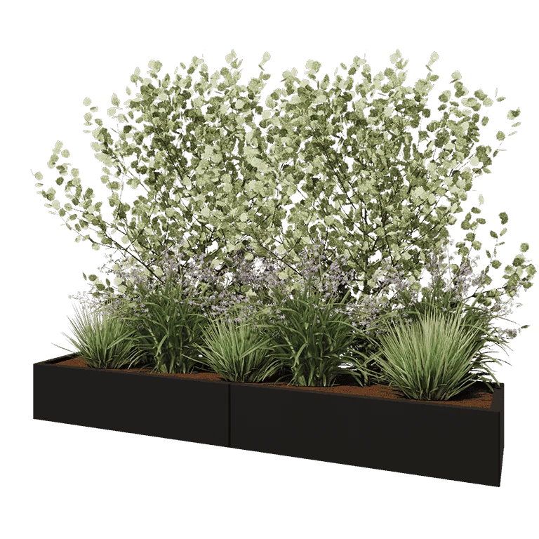 Stalen plantenbak XXL - Rechthoek - 240 x 50 x 30 cm - RAL9005 mat (zwart) - Zonder bodemplaat