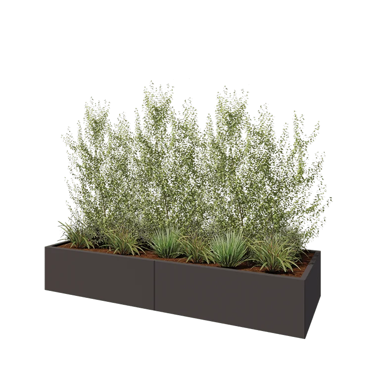 Stalen plantenbak XXL - Rechthoek - 240 x 80 x 40 cm - RAL7016 mat (antraciet grijs) - Met bodemplaat
