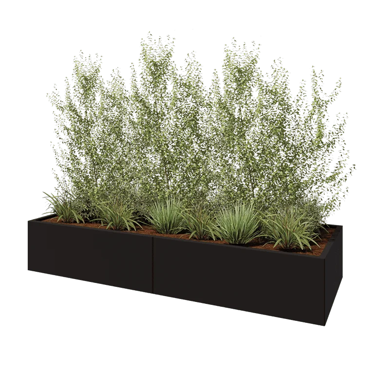 Stalen plantenbak XXL - Rechthoek - 240 x 80 x 40 cm - RAL9005 mat (zwart) - Zonder bodemplaat