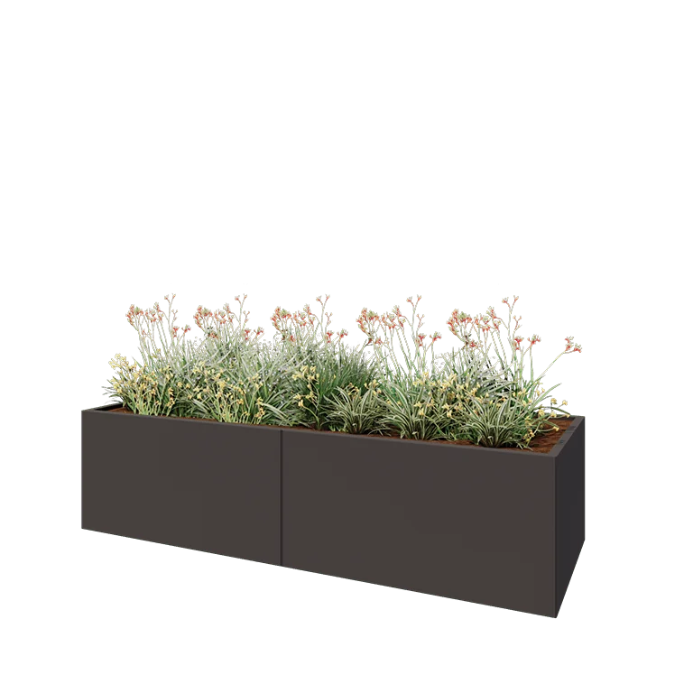 Stalen plantenbak XXL - Rechthoek - 240 x 80 x 60 cm - RAL7016 mat (antraciet grijs) - Met bodemplaat