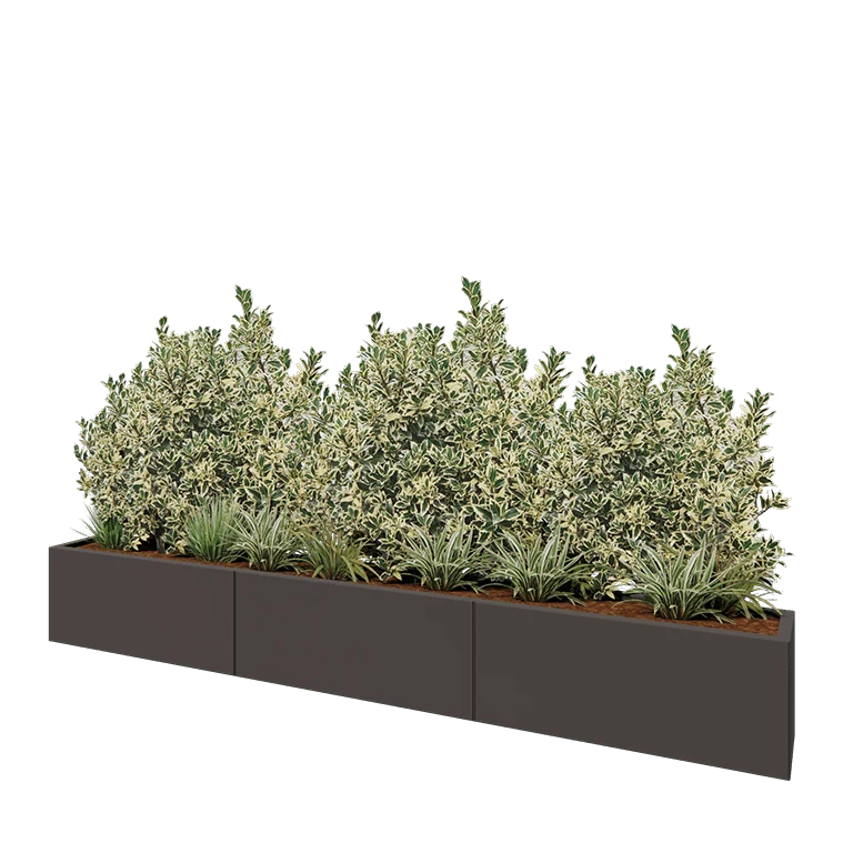 Stalen plantenbak XXL - Rechthoek - 300 x 30 x 40 cm - RAL7016 mat (antraciet grijs) - Zonder bodemplaat