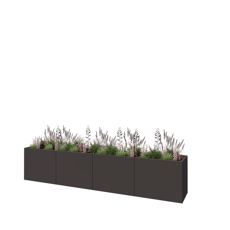 Stalen plantenbak XXL - Rechthoek - 400 x 60 x 80 cm - RAL7016 mat (antraciet grijs) - Zonder bodemplaat