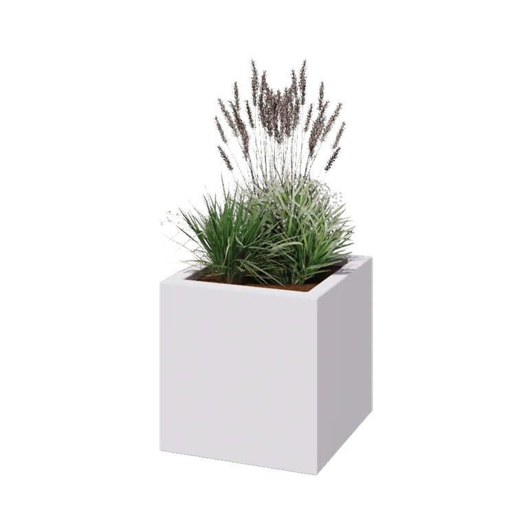 Polyester plantenbak - Vierkant - 50 x 50 x 50 cm - RAL9010 mat (wit) - Met bodem