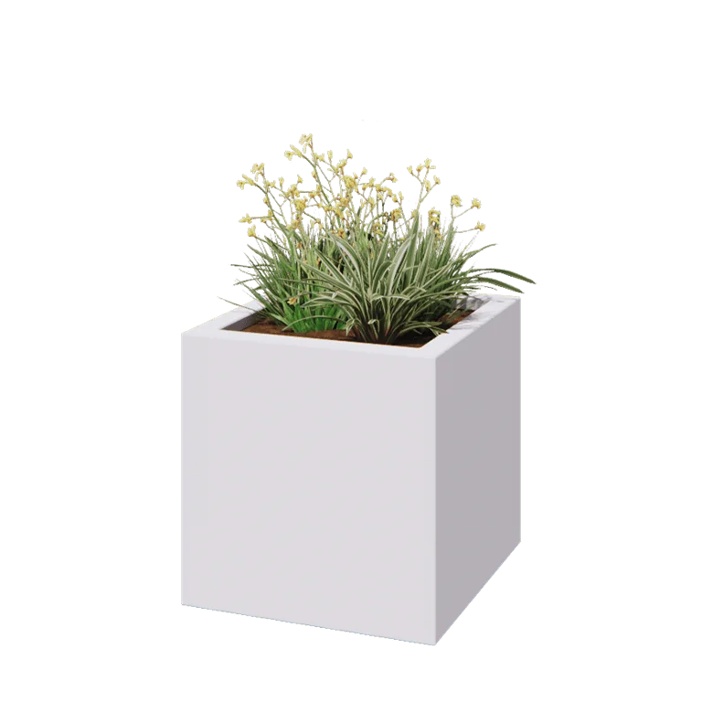 Polyester plantenbak - Vierkant - 60 x 60 x 60 cm - RAL9010 mat (wit) - Met bodem