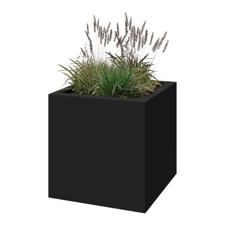 Polyester plantenbak - Vierkant - 70 x 70 x 70 cm - RAL7021 mat (zwartgrijs) - Met bodem
