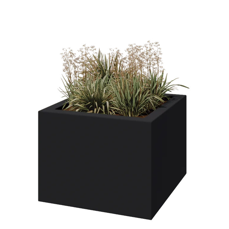 Polyester plantenbak - Vierkant - 80 x 80 x 60 cm - RAL7021 mat (zwartgrijs) - Met bodem
