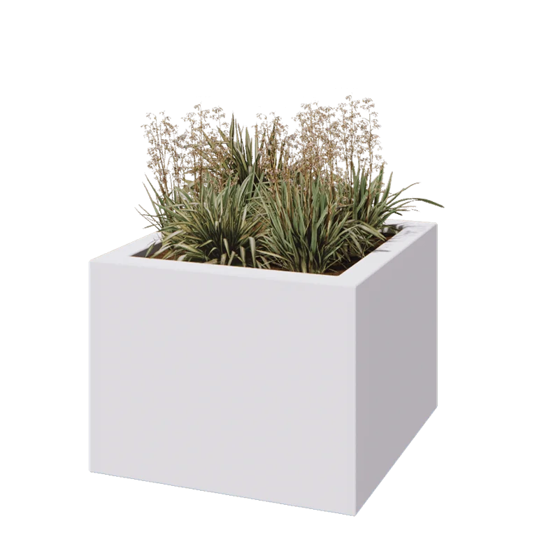 Polyester plantenbak - Vierkant - 80 x 80 x 60 cm - RAL9010 mat (wit) - Met bodem