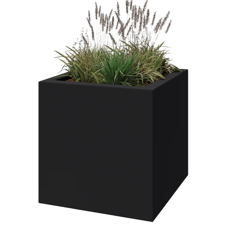 Polyester plantenbak - Vierkant - 80 x 80 x 80 cm - RAL7021 mat (zwartgrijs) - Met bodem