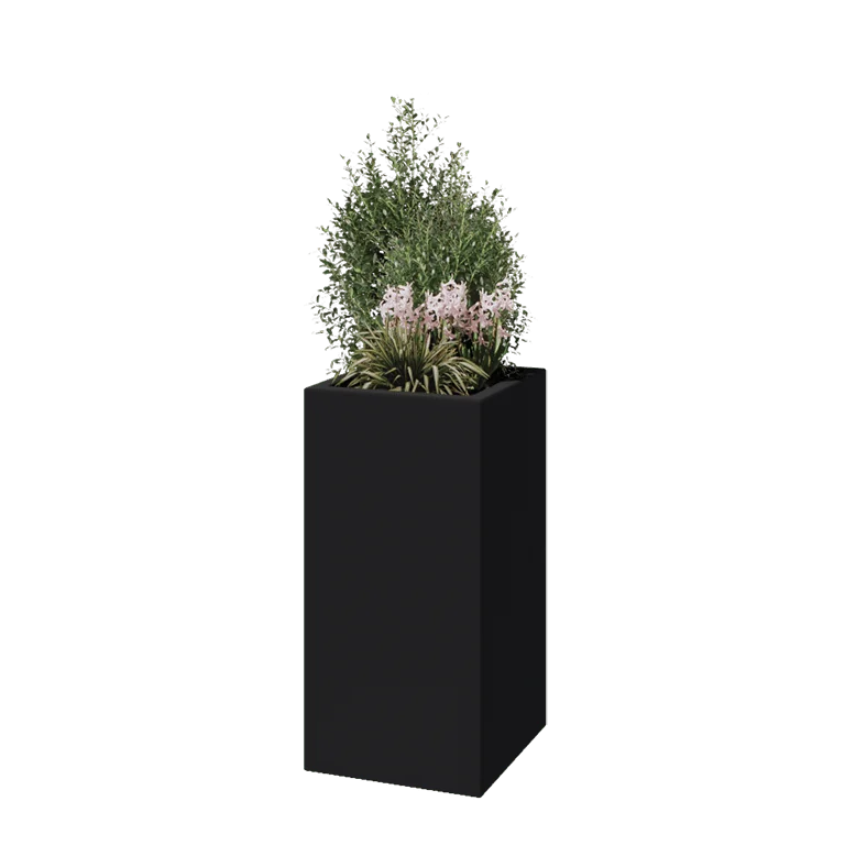 Polyester plantenbak - Vierkant - 40 x 40 x 80 cm - RAL7021 mat (zwartgrijs) - Met bodem