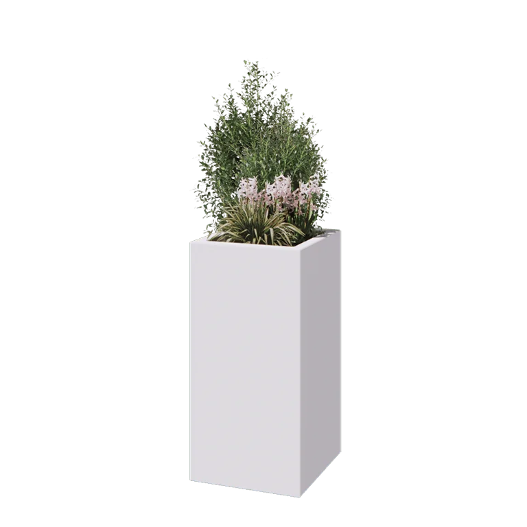 Polyester plantenbak - Vierkant - 40 x 40 x 80 cm - RAL9010 mat (wit) - Met bodem