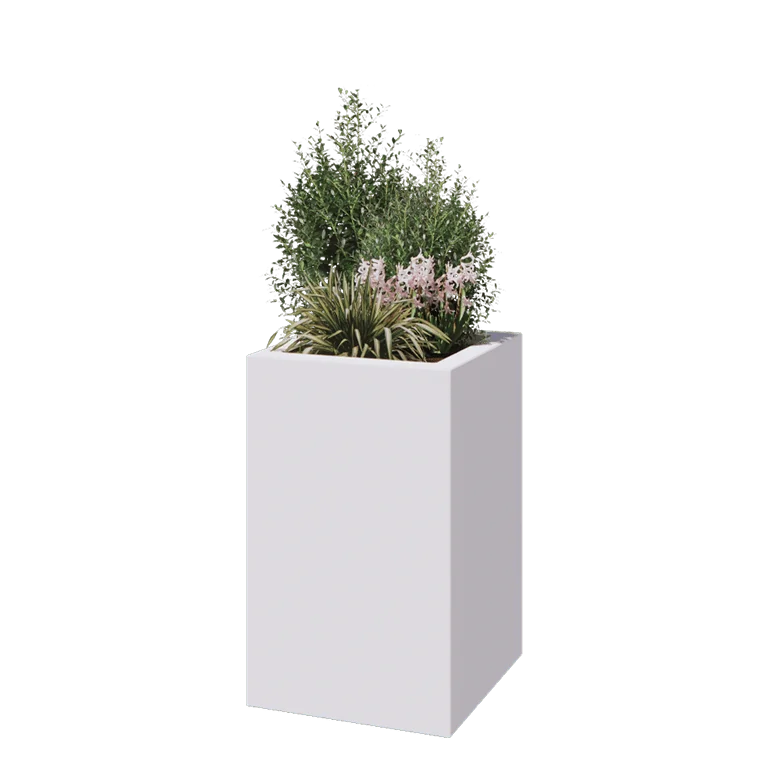 Polyester plantenbak - Vierkant - 50 x 50 x 80 cm - RAL9010 mat (wit) - Met bodem