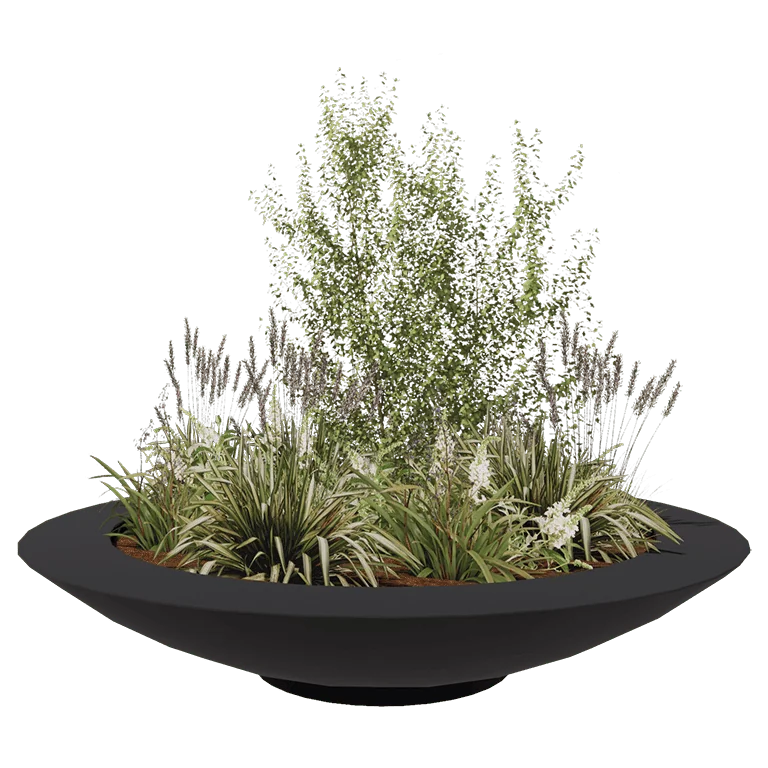 Polyester plantenbak - Schaal - Ø 200 x 40 cm - RAL7021 mat (zwartgrijs) - Met bodem