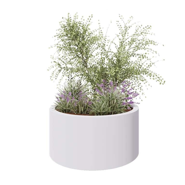 Polyester plantenbak - Rond - Ø 120 x 60 cm - RAL9010 mat (wit) - Met bodem