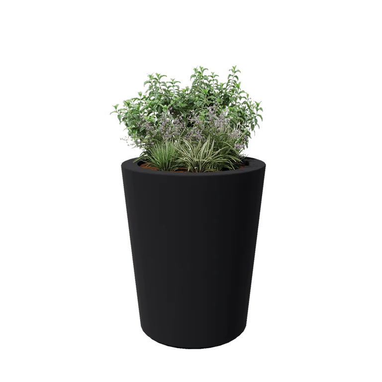 Polyester plantenbak - Conisch - Ø 89 x 100 cm - RAL7021 mat (zwartgrijs) - Met bodem