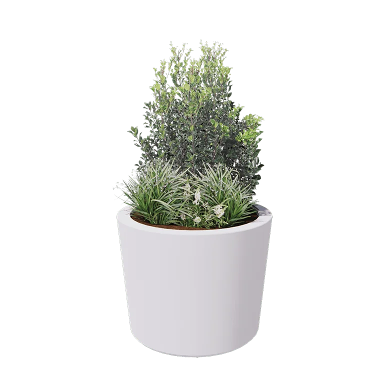 Polyester plantenbak - Conisch - Ø 95 x 70 cm - RAL9010 mat (wit) - Met bodem