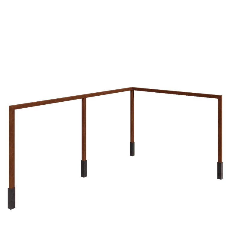 Cortenstaal pergola - Hoek - 600 x 412 x 242 cm - Met betonpoer
