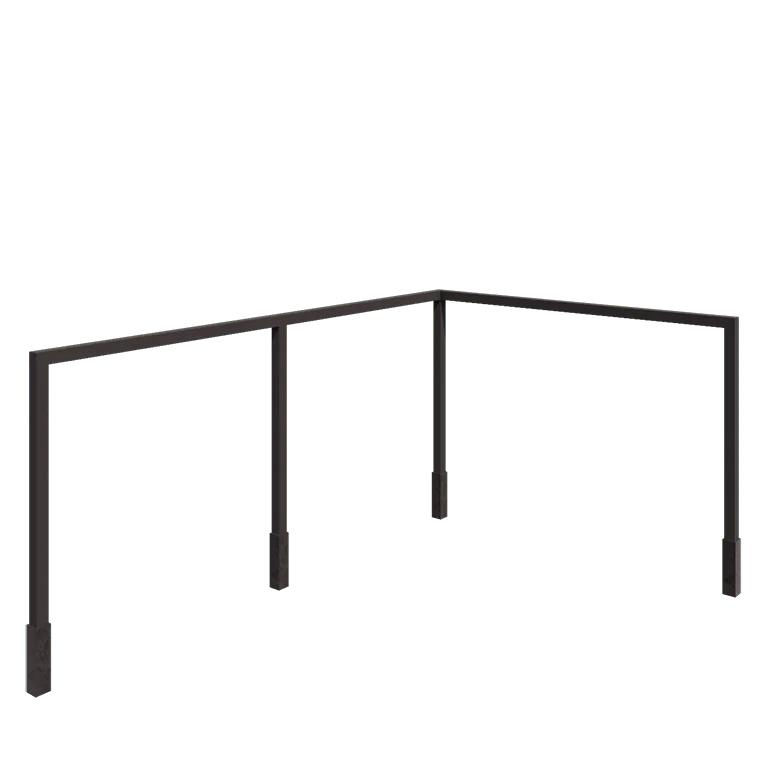Stalen pergola - Hoek - 600 x 412 x 230 cm - RAL7016 mat (antraciet grijs) - Met betonpoer