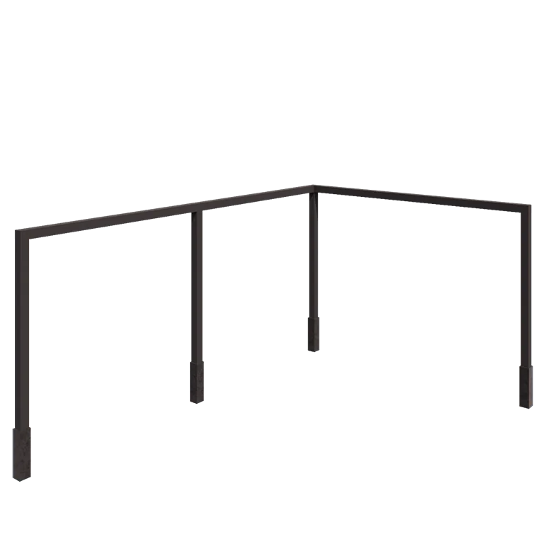 Stalen pergola - Hoek - 600 x 412 x 230 cm - Andere RAL kleur - Met betonpoer