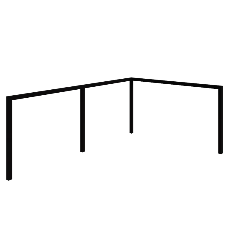Stalen pergola - Hoek - 600 x 412 x 230 cm - RAL9005 mat (zwart) - Zonder betonpoer