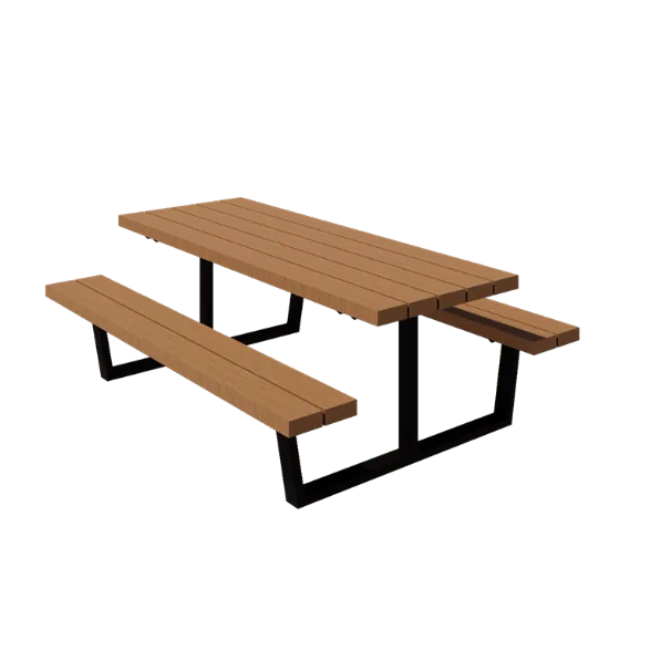 Stalen Picknicktafel - Georgia M - 200 x 163 x 75 cm - Met Douglas hout