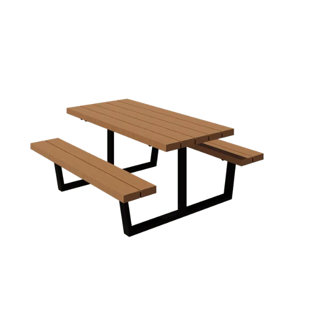 Stalen Picknicktafel - Georgia S - 160 x 163 x 75 cm - Met Douglas hout