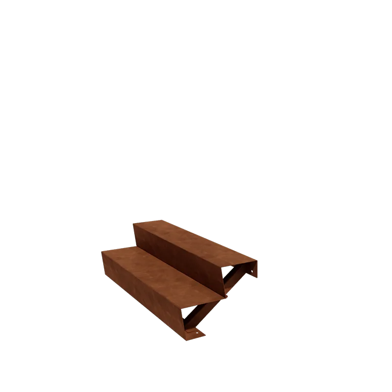 Cortenstaal tuintrap - 2-trede - 48 x 120 x 34 cm
