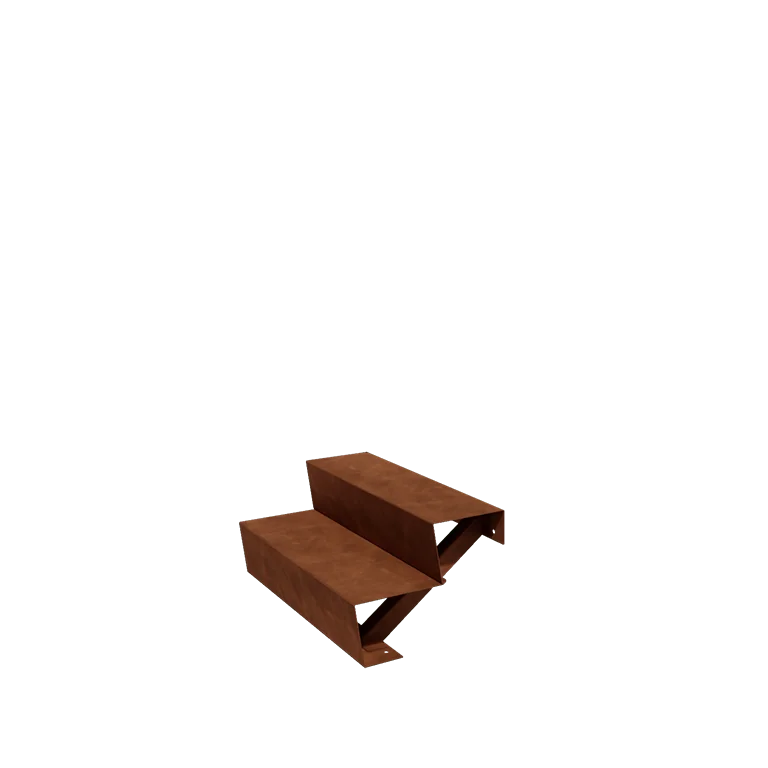 Cortenstaal tuintrap - 2-trede - 48 x 80 x 34 cm