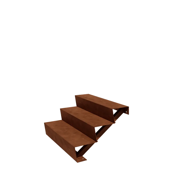 Cortenstaal tuintrap - 3-trede - 72 x 100 x 51 cm