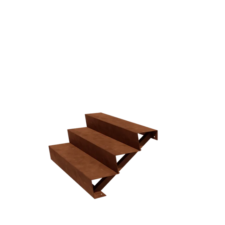 Cortenstaal tuintrap - 3-trede - 72 x 120 x 51 cm