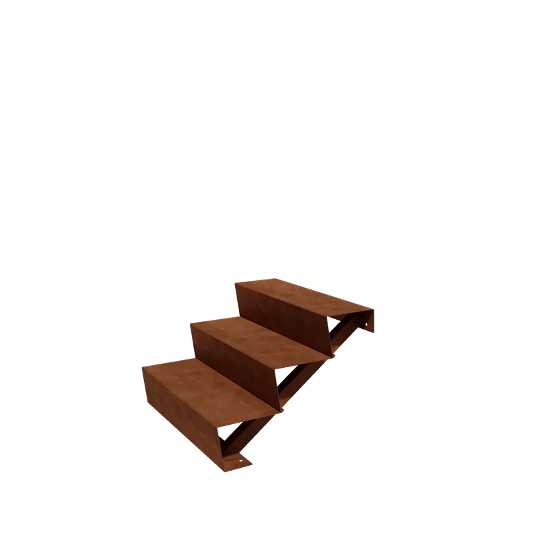 Cortenstaal tuintrap - 3-trede - 72 x 80 x 51 cm