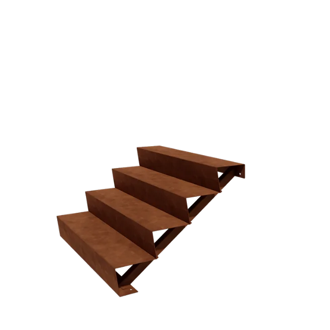 Cortenstaal tuintrap - 4-trede - 96 x 120 x 68 cm
