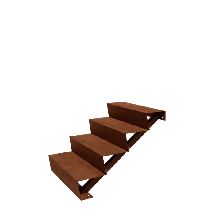 Cortenstaal tuintrap - 4-trede - 96 x 80 x 68 cm