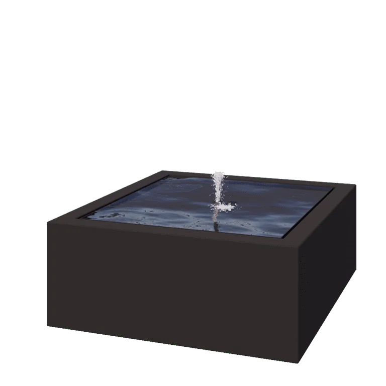 Aluminium watertafel - Lyra - 100 x 100 x 40 cm - RAL9005 mat (zwart) - Met LED-verlichting
