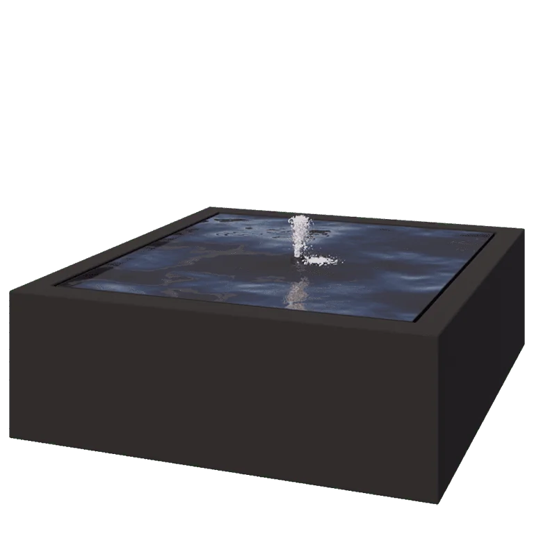 Aluminium watertafel - Lyra - 120 x 120 x 40 cm - RAL9005 mat (zwart) - Met LED-verlichting