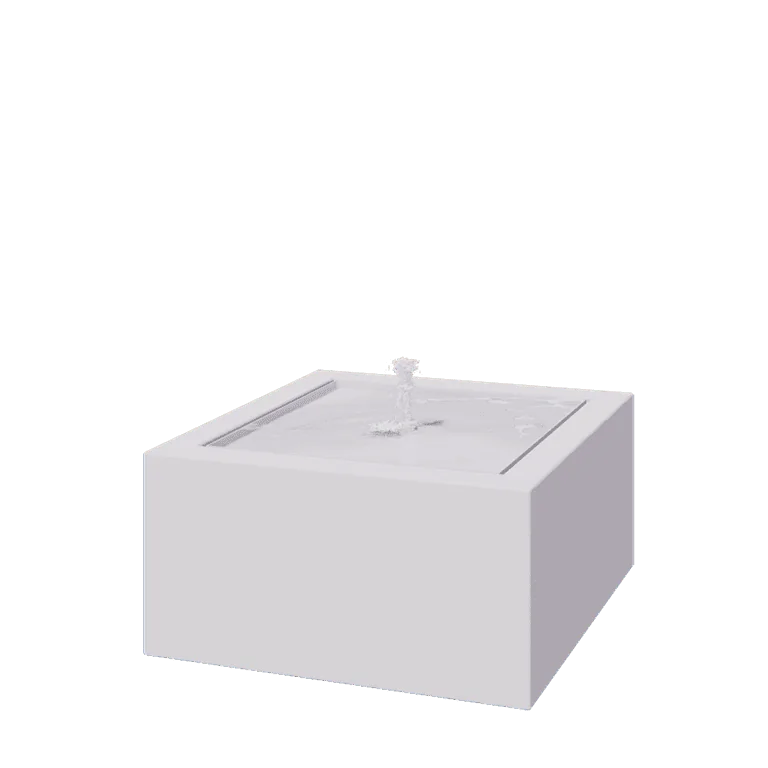 Aluminium watertafel - Lyra - 80 x 80 x 40 cm - RAL9010 mat (wit) - Met LED-verlichting