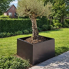 Stalen plantenbakken in een strakke tuin voor een moderne en tijdloze uitstraling